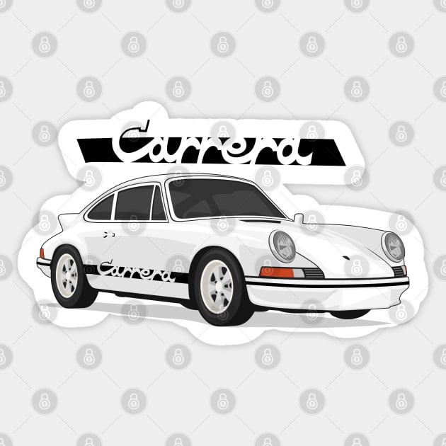 supercar 911 carrera rs turbo 1972 white black Sticker by creative.z